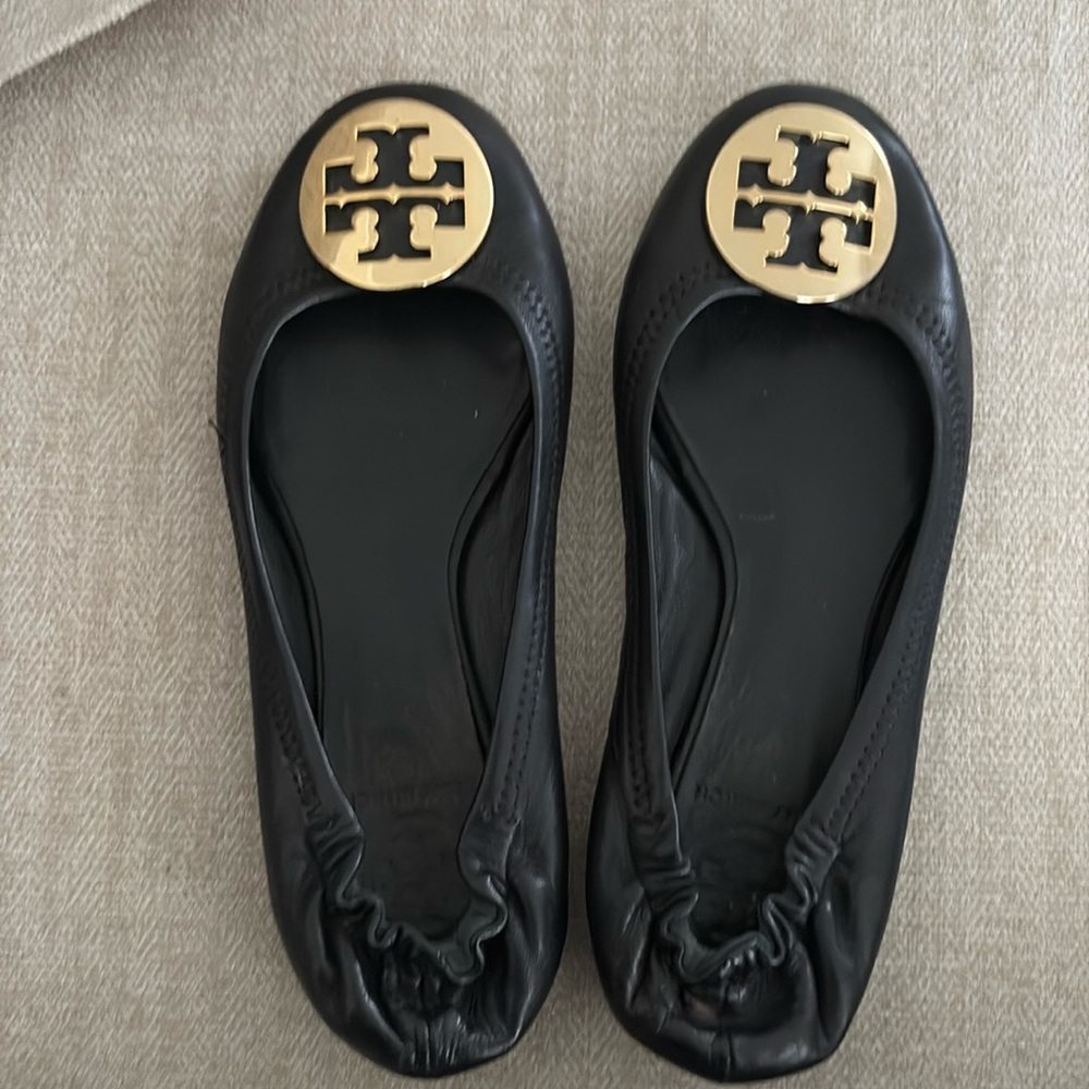 Pre-owned black Tory Burch Reva Flats